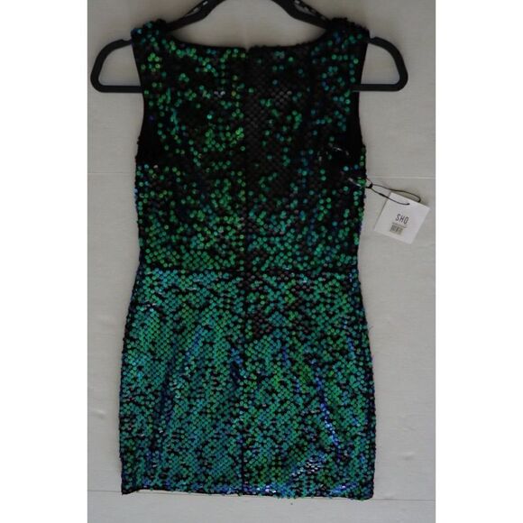SHO by Tadashi Shoji Women's Sz XXS Shamrock Sequin Body-Con Cocktail Dress - Picture 15 of 16